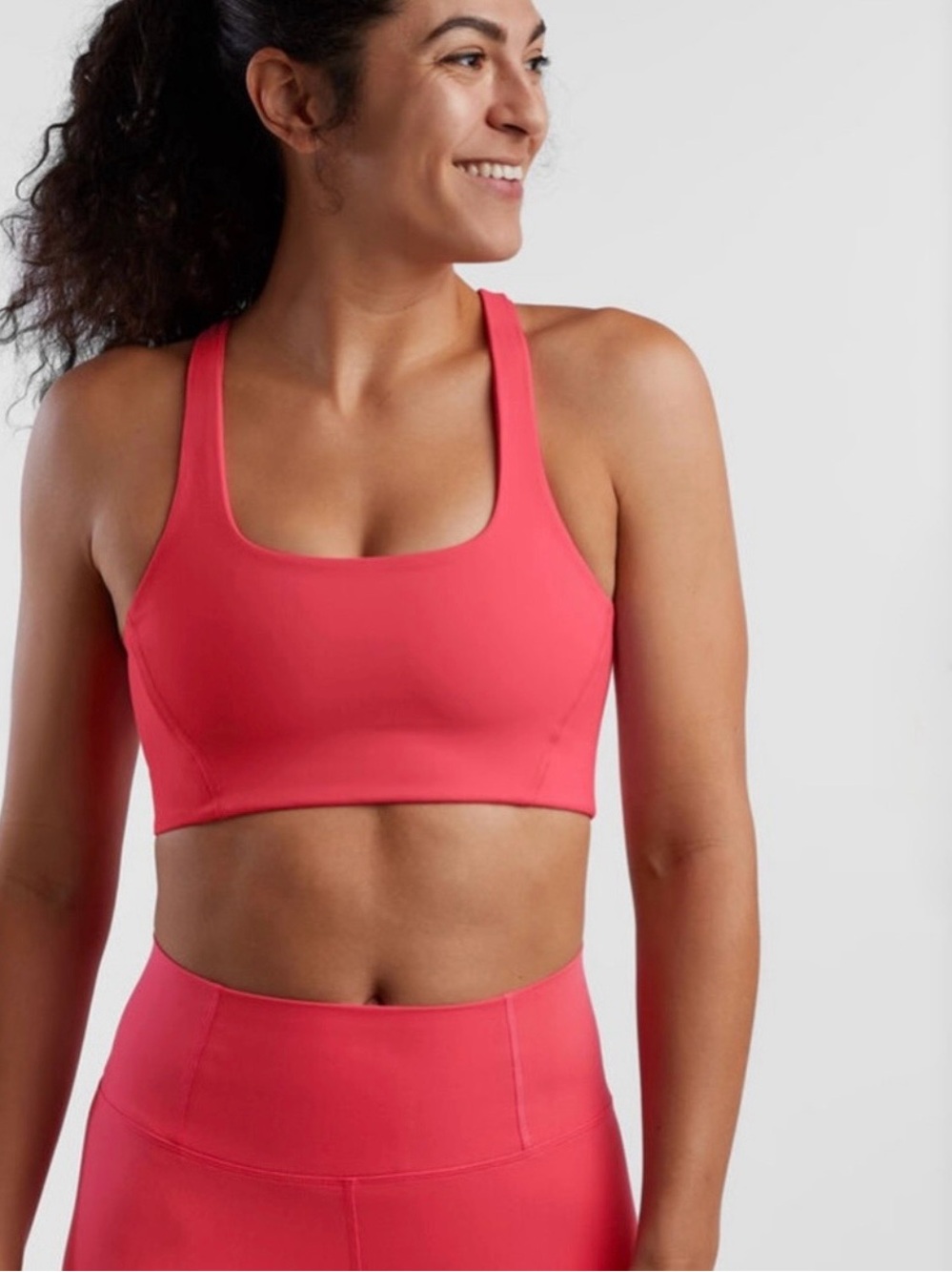 FP Movement Free People Never Better Square Neck Sports Bra Neon Coral Large